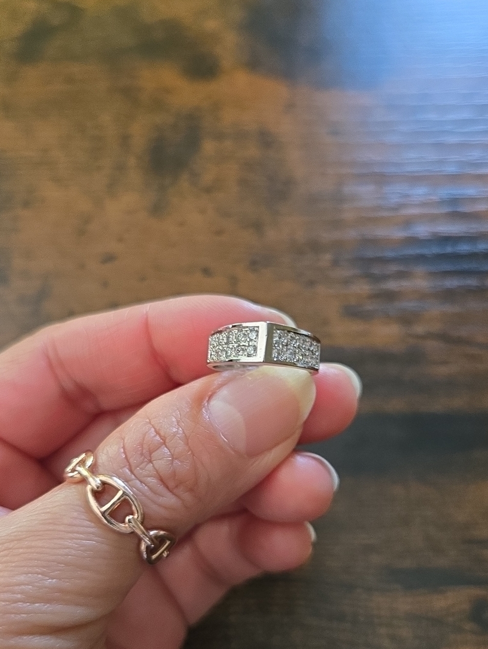 Sterling Silver Pavé Band Ring with Clear Stones - Silver